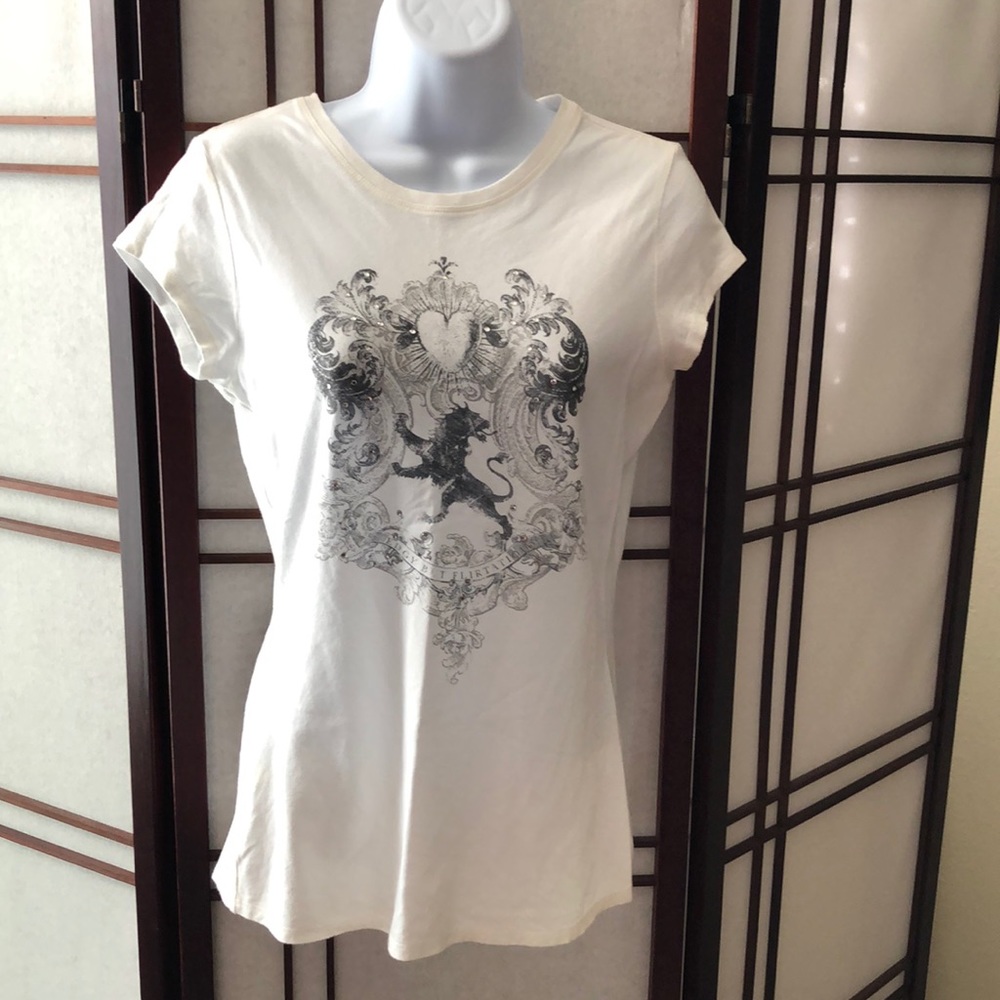 Express rhinestone white tee shirt top